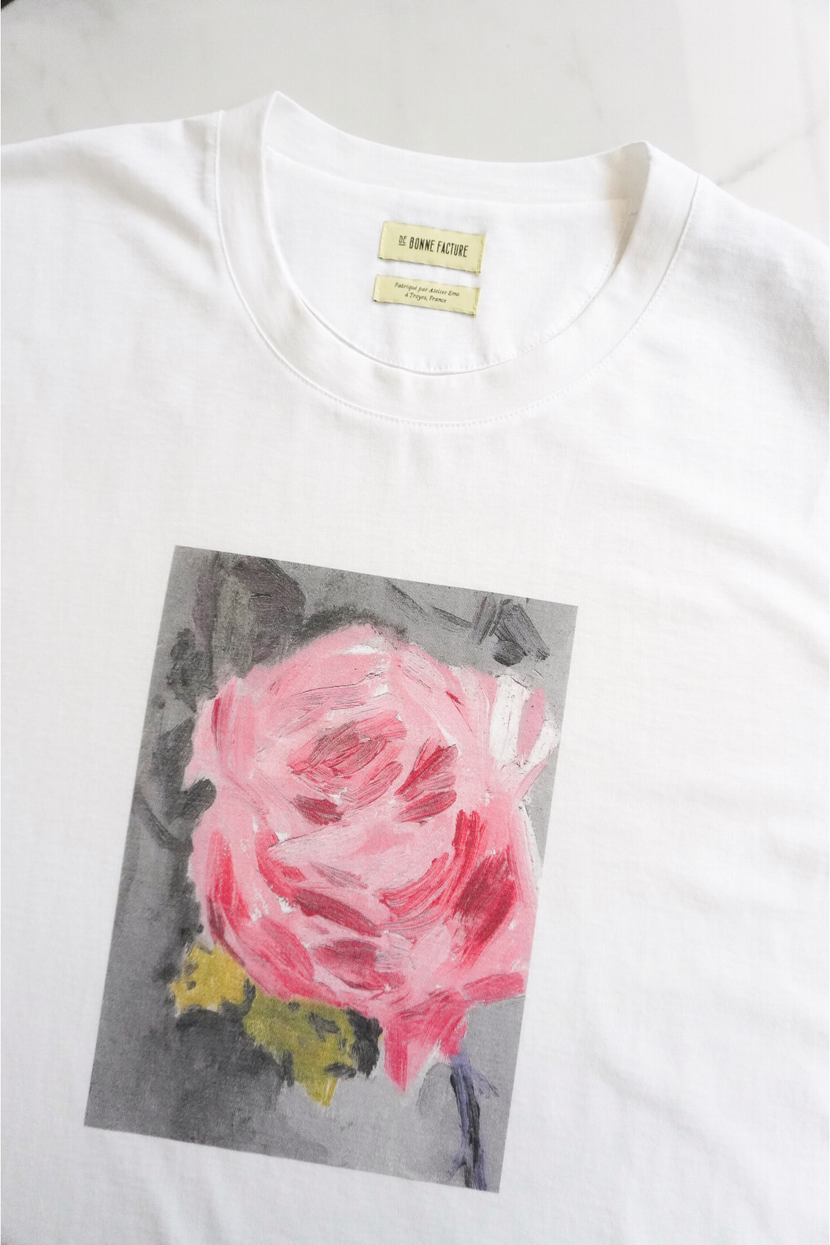 [DE BONNE FACTURE]  Printed T-Shirt – White/Printed Rose