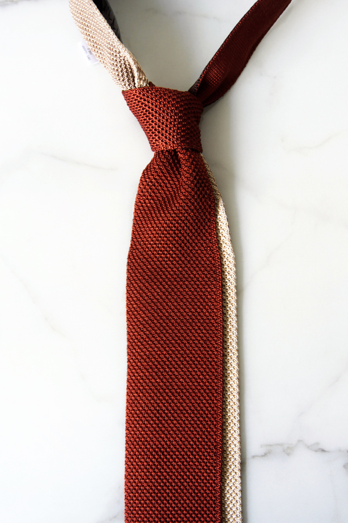 [KENNETH FIELD] 4 Face Silk  Knitted  Solid Tie - Mocca/Brick/Beige/Brown